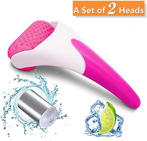 Face Massager Ice Rollers, Set of 2 heads for Face,Eyes Relieving Swelling,Fatigue,Instant Pain Relief, Prevent Winkles & Flabbiness - Reusable, Portable, Necessary Skin Care Tool (Rose Red)