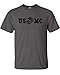 Marine Corps Bull Dog Front and Back Premium Men's T-Shirt (X-Large, Charcoal)