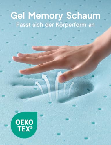 BedStory Topper 180 x 200 cm, 10 cm Height Mattress Topper Made of Gel Memory Foam, H3 and H4 Breathable Topper with Removable Cover for Mattress Box Spring Bed Sofa Bed, Oeko-Tex Certified