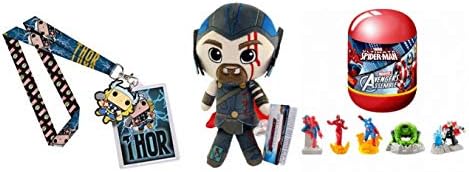 Set of 3 Funko Marvel Thor Lanyard + Thor Avengers Plush Figure + 1 Random Avengers Surprise Egg Figure