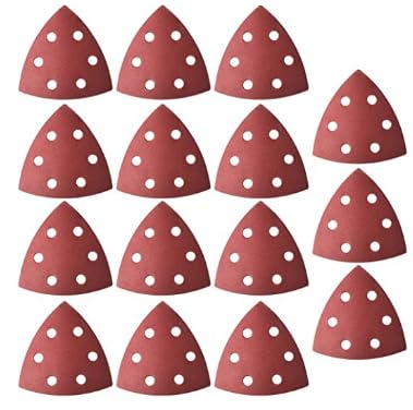 MACHSWON Triangular Sanding Paper,Triangle Oscillating Multi Tool,Hook and Loop Sanding Pads,320 Grits 6 Holes, 15pcs