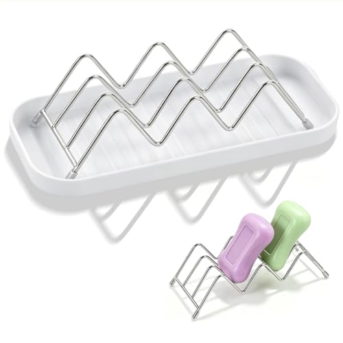 CDIWIDH Wavy Soap Dish for Shower,Stainless Steel Self Draining Shampoo Bar Holder with Drip Tray,Rustproof Quick Dry Organizer for Shampoo Bars Conditioner Bars & Bar Soap,Bathroom Kitchen Sink at Amazon