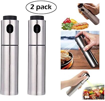 KinderALL Stainless Steel 2 Pack Oil Vinegar Sprayer Oil Bottle Cruets Oil Cruet Leakage-Free Oil Dispenser Oil Bottle For Cooking Baking BBQ Frying
