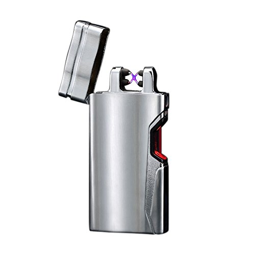 Veryke Infrared Induction Ignition Dual Arc USB Rechargeable Windproof Lighter(silvery)