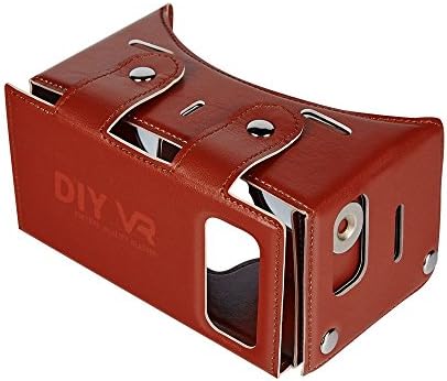Daisen tech 2016 Best New Waterproof PU leather DIY 3D VR Box Google Virtual Reality Headset Glasses Cardboard Movie Game for Smartphones with Headband (Brown)