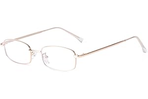 ADE WU Fashion Glasses for Women Men, Y2k Rectangle Blue Light Glasses Metal Gold Silver Black Fake Glasses