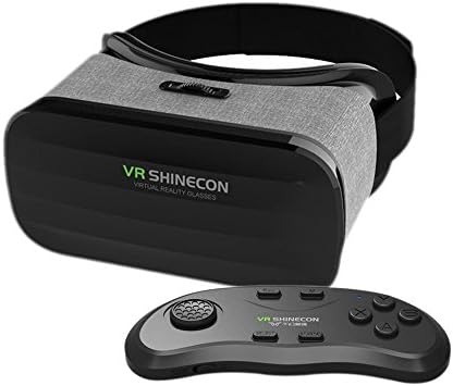 VR SHINECON Lightweight Fabrics 3D Video Glasses Universal Virtual Reality + Bluetooth Controller Compatible Any Smartphone with iOS, Android and Windows