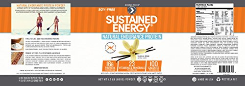 Designer Protein Sustained Energy Natural Endurance Protein, Vanilla Bean, 1.5 Pound