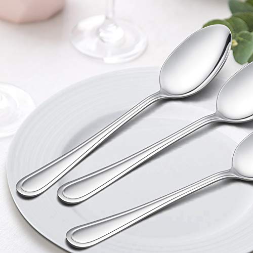 LIANYU Dinner Spoons Set of 12, Stainless Steel Flatware Silverware Table Spoon, Mirror Finish, Dishwasher Safe