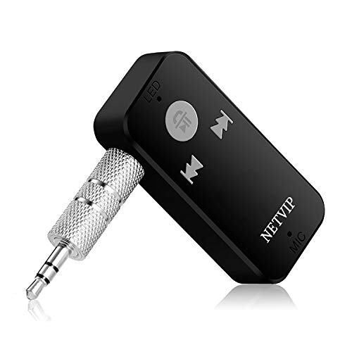 Bluetooth Receiver, Portable Wireless Adapter Car Kit 3.5mm Aux Stereo Output for Home Audio Music Streaming Sound System, Hands-Free Calling Voice Assistant, Support TF/SD Card, Built-in Mic