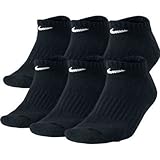 Nike Men's No-show cotton socks. 6 Pairs, Large (8-12), Black.