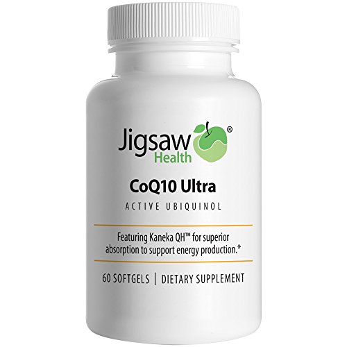 Jigsaw Health CoQ10 Ultra as Active Ubiquinol: Best CoQ10 as Ubiquinol, 100mg of Coenzyme Q10 Per Gelcap, All-Natural CoQ10 for Antioxidant Support.