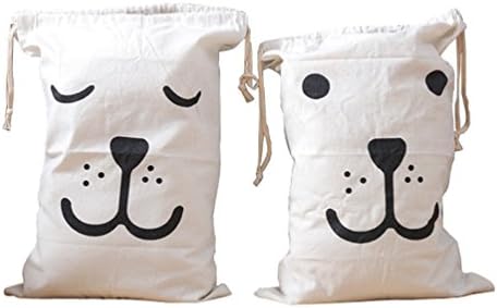 Wujee Canvas Toy Storage Bag - Clothes Organizer Container - Space Saver Packing Bag for Home Office Travel (2pcs)