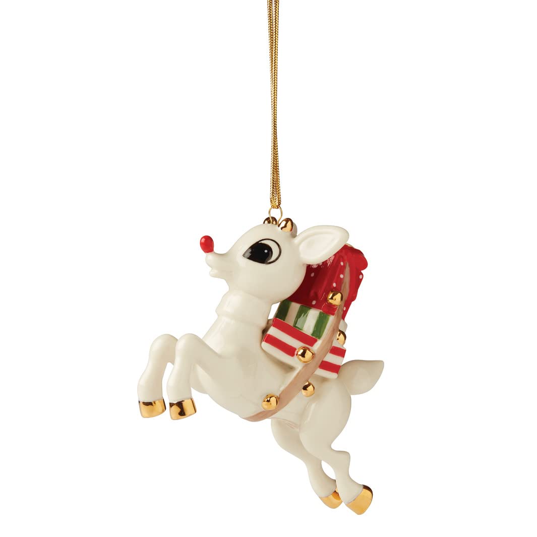 Lenox Rudolph Gifts for All Ornament, Porcelain, Multicolor, 0.55