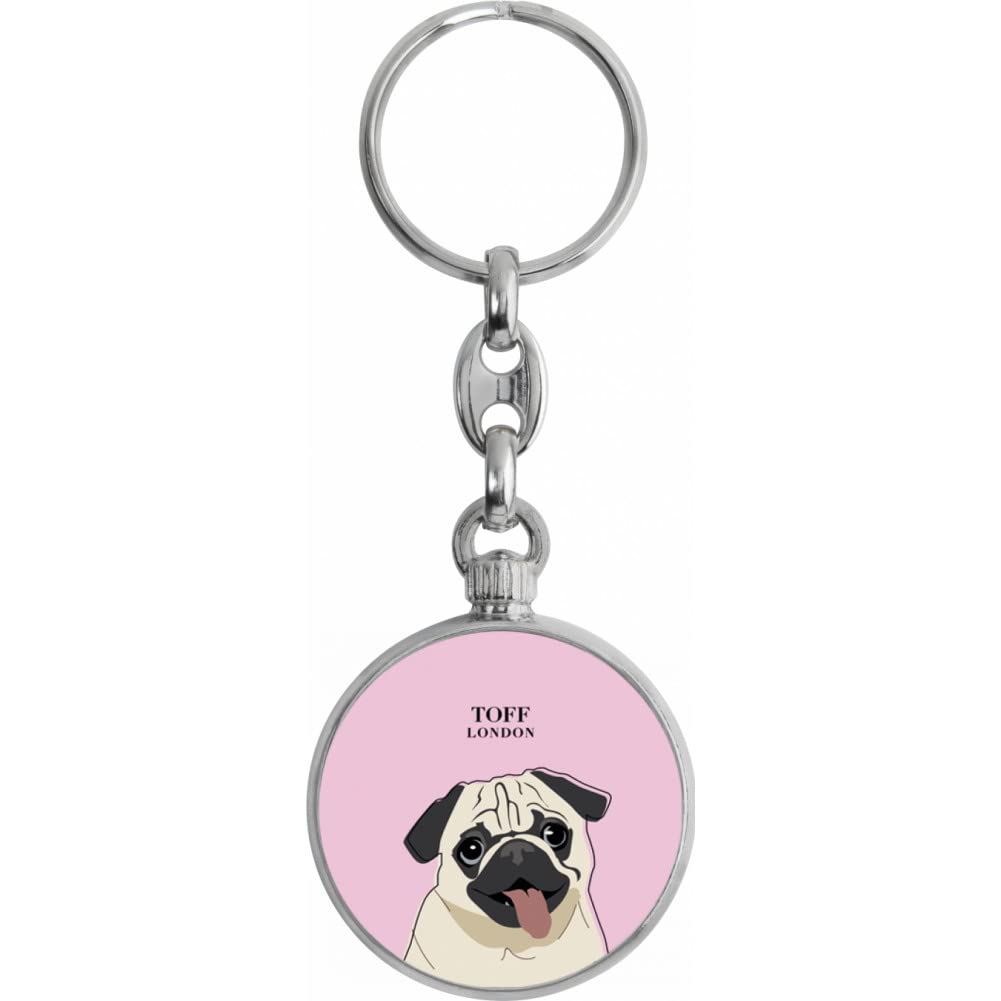 Toff London Beige Pug Dog Head Keyring