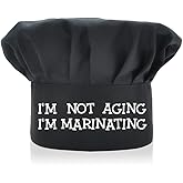 AGMDESIGN Funny Chef Hat, I'm Not Aging I'm Marinating, Adjustable Kitchen Cooking Hat for Men & Women Black, Mother's Day/Father's Day/Birthday Gift for Him, Her, Mom, Dad, Friend
