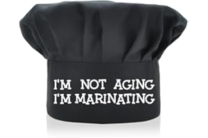 AGMdesign Funny Chef Hat, I'm Not Aging I'm Marinating, Adjustable Kitchen Cooking Hat for Men & Women Black, Mother's Day/Father's Day/Birthday Gift for Him, Her, Mom, Dad, Friend