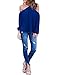 Vemvan Womens Off The Shoulder Blouse Spaghetti Halter Long Sleeve Shirt Sexy Tops Dark Blue