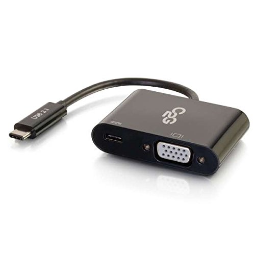 C2G/Cables to Go 29533 USB-C to VGA Video Adapter Converter with Power Delivery, Black