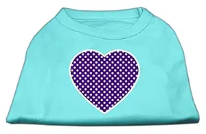 Mirage Pet Products Purple Swiss Dot Heart Screen Print Shirt, Small, Aqua