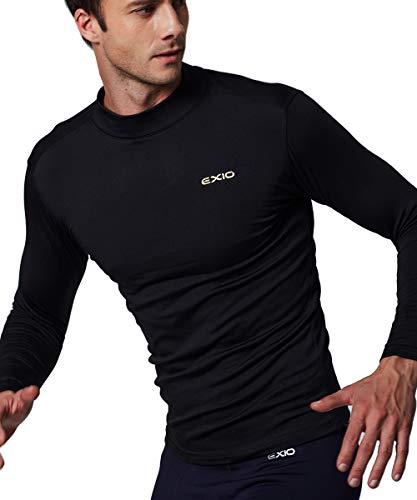 EXIO Mens Thermal Winter-Gear Compression Top Long-Sleeve Midweight Baselayer Underwear Shirt/Bottom (Ext22 Bk, 2X-Large)