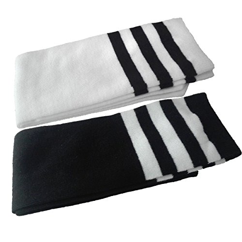 Child Baby Girls Boys Solid Color Striped Sport Knee High Socks 2-5 Pairs for 3-8 years (2 pairs black and white)