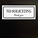 LK Factory No Soliciting Sign - 2” x 5” Self Adhesive Black on White Vinyl Sticker for Outdoor & Indoor Use - High Quality UV Stable Home & Business Decal