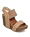 Refresh EE10 New Women Leatherette Open Toe Elastic Slingback Wedge Sandal - Taupe