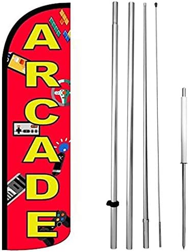 Arcade - Windless Feather Swooper Flag Game Banner Sign Kit rq-h