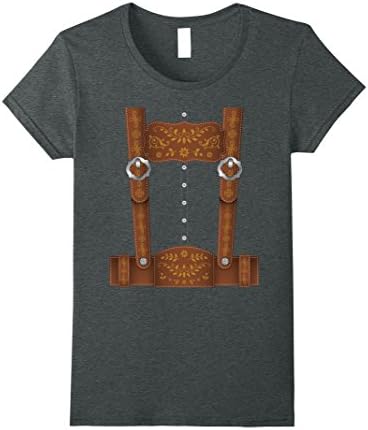 Womens Lederhosen Oktoberfest T-Shirt or Halloween Costume Small Dark Heather
