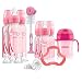 Dr. Brown's Options+ Baby Bottles Pink Gift Set with Silicone Teether, Pink Sippy Cup, Pink Bottle Brush and Travel Caps, Includes 6 Narrow Pink Baby Bottles primary