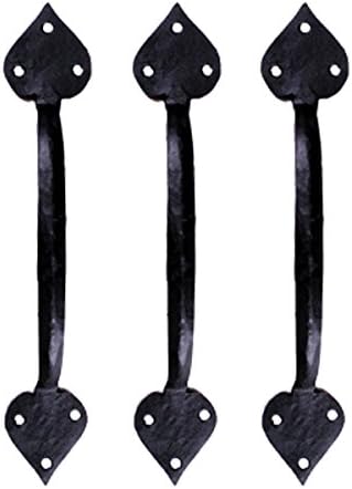 Wrought Iron Door Handle Pull Heart Tip Design 10" Length Set of 3 Renovator's Supply