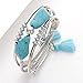 USA Annabel Turquoise Tassels Wrap Bangle Bracelet - Fashion Bohemian Jewelry Multilayer Charm Wire Bracelet for Women and Girls