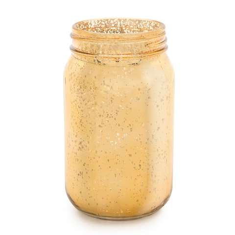 Set of 3 Metallic Gold Mercury Glass Mason Jars for Crafting, Decorating and Creating