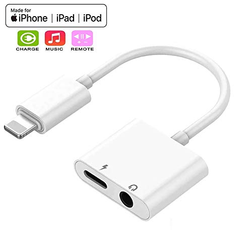 (Apple MFi Certified) Lightning to 3.5mm Headphone Jack Adapter,2 in 1 Lightning to 3.5mm Earphone Audio & Charger Splitter Adapter Compatible for iPhone X/Xs/XS max/8/8 Plus/7/7 Plus,Support iOS 13