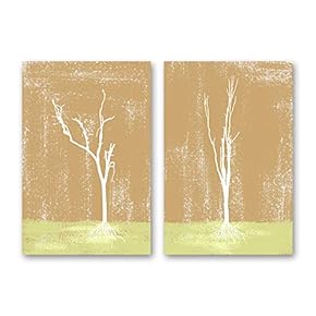 Canvas Wall Art Abstract Trees Pop-up Painting Artwork for Home Prints Framed - 16"x24" x 2 Panels