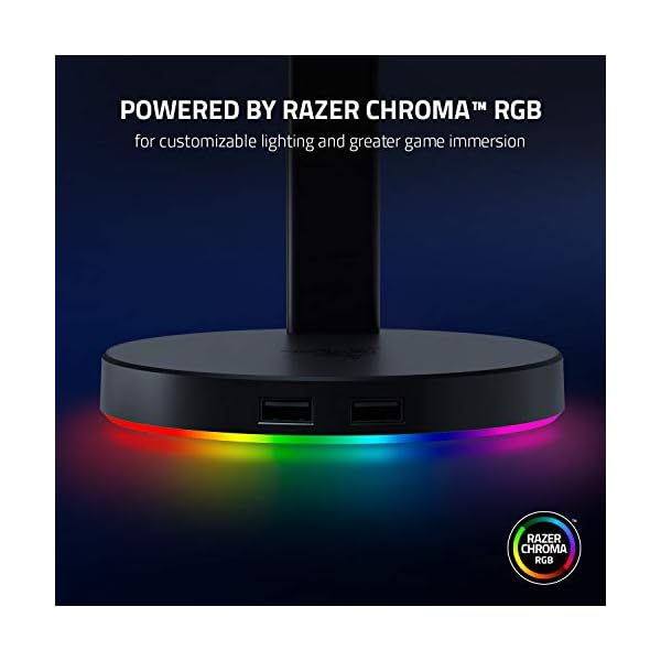 Razer-Base-Station-V2-Chroma-Headset-Stand-WUSB-Hub-Chroma-RGB-Lighting-2X-USB-31-Ports-Non-Slip-Base-Designed-for-Gaming-Headsets-Quartz-Pink Razer Base Station V2 Chroma - Chroma Enabled Headset Stand with 3.1 USB Hub and 7.1 Surround Sound (2 USB 3.1 Ports…