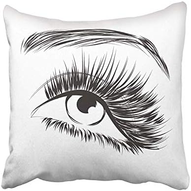 Nextchange Black Eyelash Lovely Eye with Long Eyelashes Lash Extension White Eyebrow Beauty Realistic Abstract Beautiful Cotton Pillowcase (Two Sides) Pillow Cover Standar Size