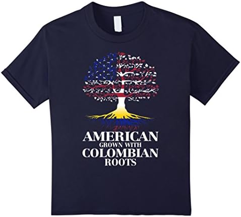 American Grown with Colombian Roots Great Gift Tshirt - Kids 12 - Navy