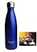 GreEco Double Wall Vacuum Flask, Insulated 18/8 Stainless Steel Water Bottle, COLA Shaped, Hydration Bottle, 17 OZ / 500 ML, Blue