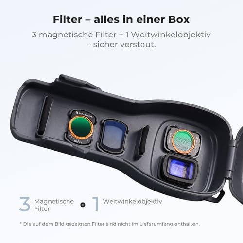 K&F CONCEPT PT61 Case Compatible with DJI Osmo Pocket 4 with Filter Storage, Hard Case with Soft Inner Lining, Specially Designed for Pocket 4 & Easy Open/Close, black, Portable
