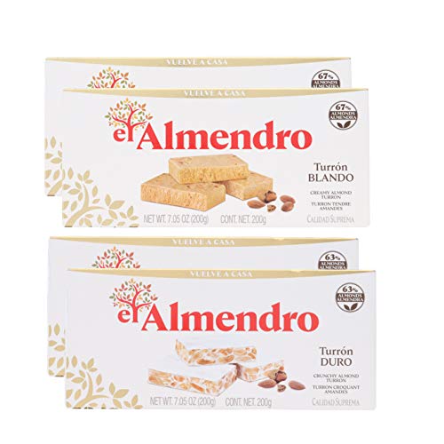 El Almendro Crunchy Almond Nougat and Soft Turron - Creamy Almond Turron Turron Blando y Duro con Almendras Calidad Suprema W/ Premium Penguin Quick Storage Pouch... (4 Pack Hard/Soft) - Thumbnail 2