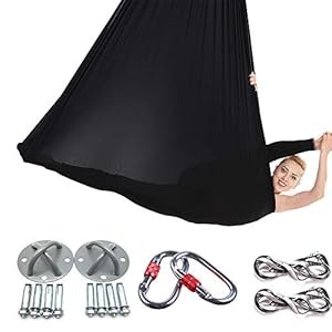 WDMSN Aerial Yoga Hammock Stand Kit Premium Silk Swing Strap Set 5 * 2.8M Antigravity Exercises Frame Trapeze Silks Sling/Inversion Tool for Professional Safety – Lots of Colours