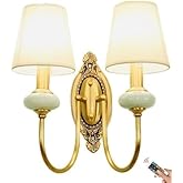 Vintage 2-Light Wall Sconce Battery Operated with Remote,Rechargeable Wall Sconce Lighting Fixture Gold,Wireless Wall Light G