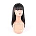 HAIRWAY Black Long Straight Wig for Women 14 Inch 50% Human Hair Wigs with Bangs for Daily Party Use