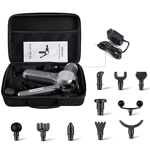 HABUTWAY Upgrade Percussion Massage Gun for Athletes Deep Tissue Massager for Pain Relief with High Torque Brushless Motor,Portable Electric Sport Massager,Ergonomic Double Handheld (Metal Grey)