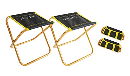 SNAPY 2-Pack Mini Folding Camping Stool, Lightweight Camp Stool, Portable Folding Camp Chair, Outdoor Ultralight Camping Chair for BBQ, Camping, Fishing, Travel, Hiking (12″x11″x12.3″, Dark Gold)