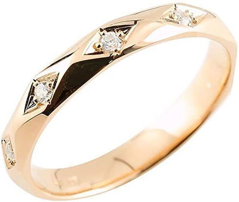 リング レディース 10金 ピンクゴールドk10 ダイヤモンド 指輪 カットリング 菱形 エンゲージリング 4号 宝石 アイテム勢ぞろい