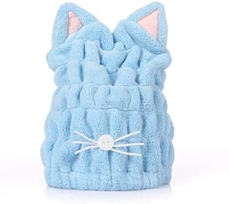 Gaddrt Coral Fleece Shower Bath Cap Hat Turban Quickly Dry Hair Hat Wrapped Towel Bathing Cap (Blue)