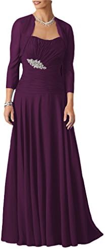 Dressyu Women's Long Chiffon Mother of the Bride Dress with Jacket for Wedding Grape US22W